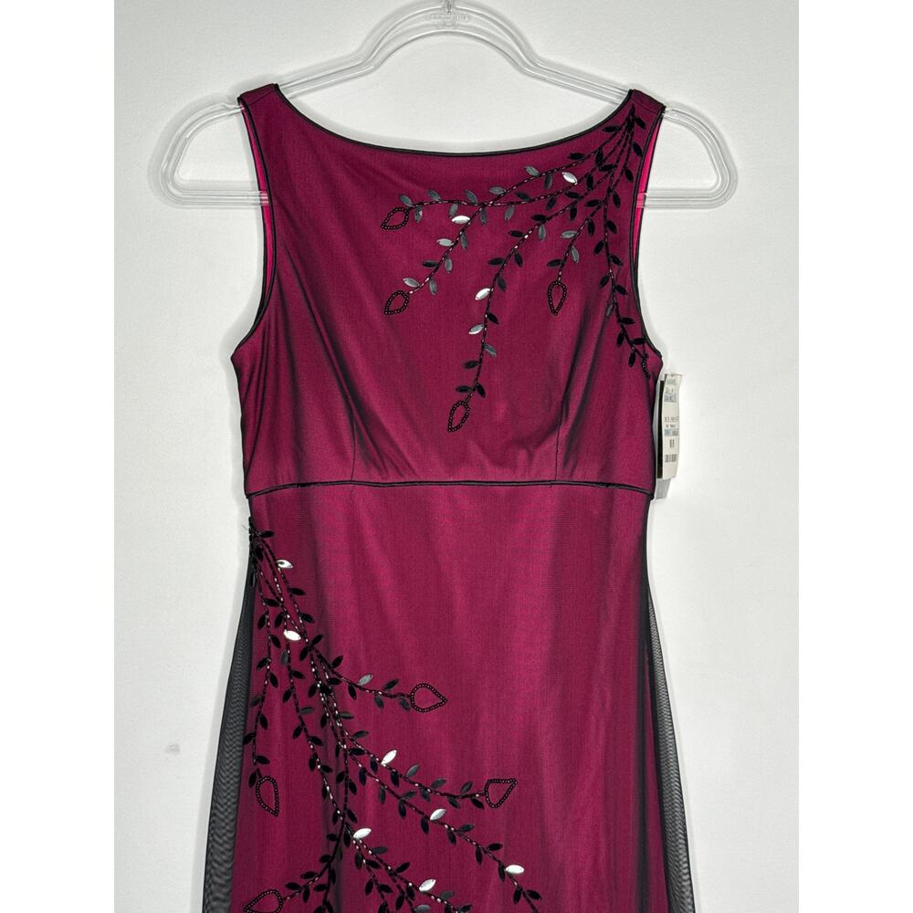 2010s Adrianna Papell Evening Burgundy Ombre Beaded Formal Gown & Shawl NWT 6 - Picture 5 of 12
